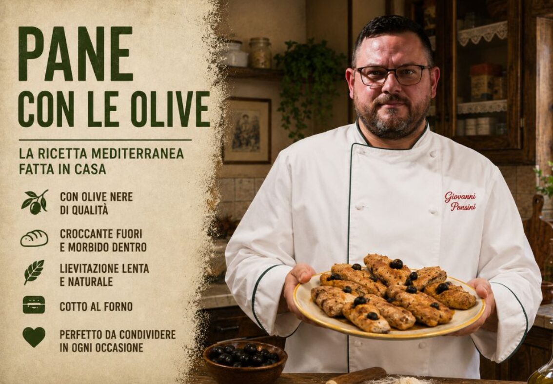 Pane fatto in casa con olive | Ricetta semplice Ponsini